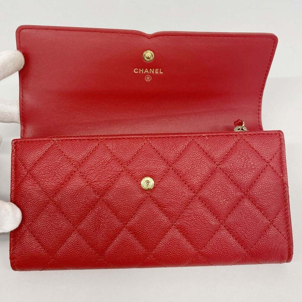 CHANEL Red Caviar Leather Wallet - Picture 9 of 10